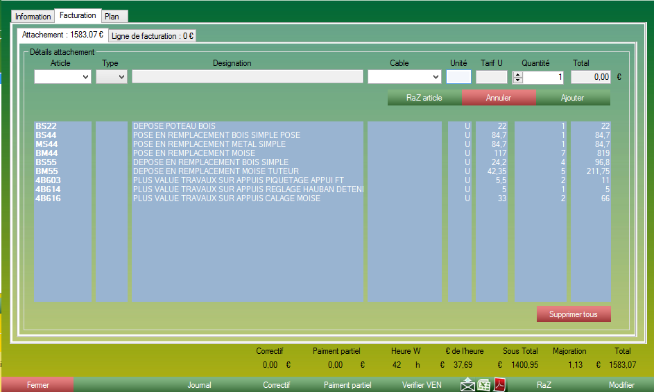 Gestion de dossier - Facturation